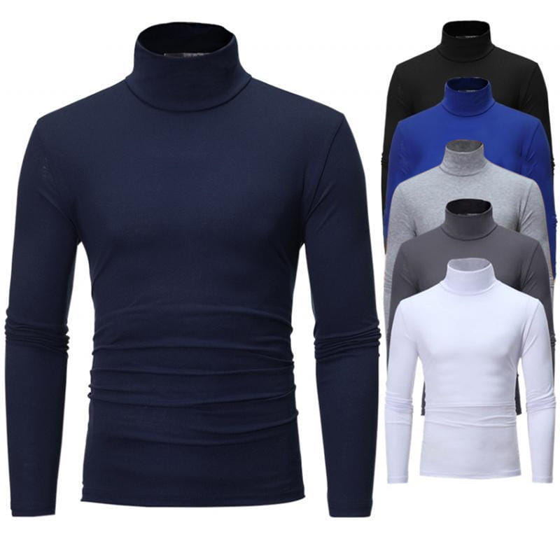 Herren-Thermo-Rollkragenpullover Slim Fit Langarmshirt in Marineblau aus wärmendem Material für kaltes Wetter.