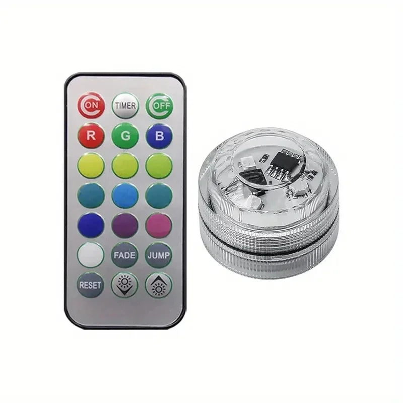 1/2/4/6/8/10 Submersible LED Lamp, RGB Waterproof Color-Changing Tea Lamp with Remote Control, Battery-Powered Mini Lamp