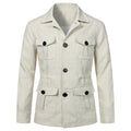 Mens Coats Safari Jacket Linen British Retro Gentry Suit Pockets Outerwear Fashion Solid Color Male Tops Ropa Hombre