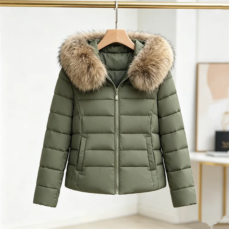 Winter Coat Women Fall Winter Fashion Down Cotton Parkas Coats Parkas Hooded Cropped Thick Warm Casual Women Loose Jacket