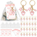 Baby Shower Favors For Boy And Gir With Footprint Keychains Gifts With Bottle Baby Clothes White Organza Bags For Party Supplies