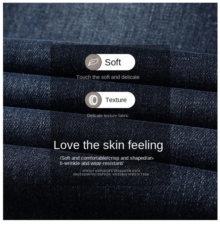 Slim fit dark blue denim jeans for men made of soft dark blue denim fabric with a delicate texture and crisp shaped weave.