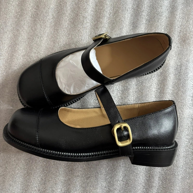 Loafers Shoes for Women Flats Casual Genuine Leather Flat Student Footwear Creepers Oxfords Shoes Girl Large Size 45 48