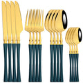 16Pcs Gold Cutlery Set Stainless Steel Dinnerware Set Western Dinner Spoon Fork Knife Tableware Kitchen Flatware Silverware Set