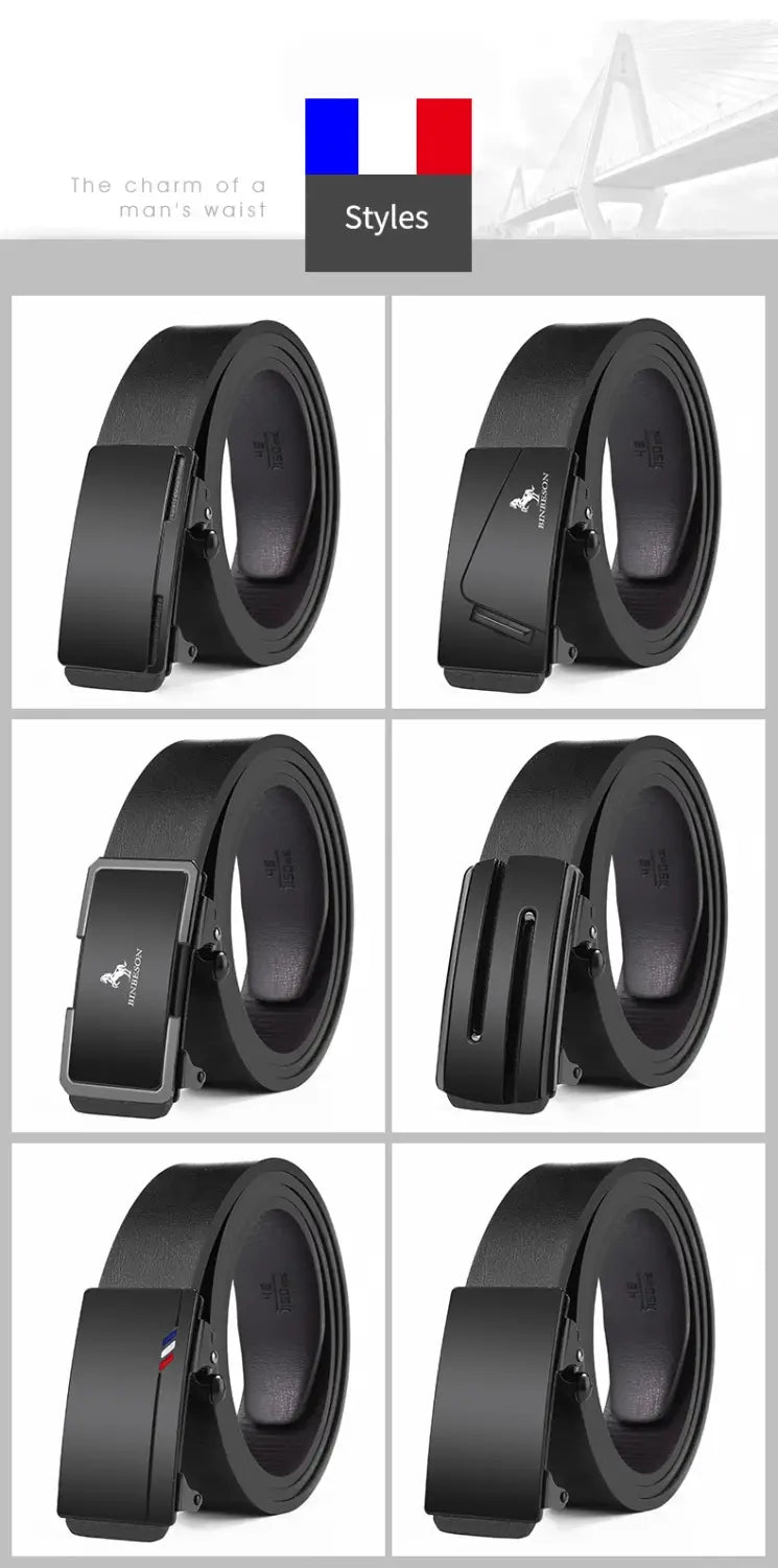 mens leather belt automatic buckle black featuring black leather belts with sleek metal buckles in various styles