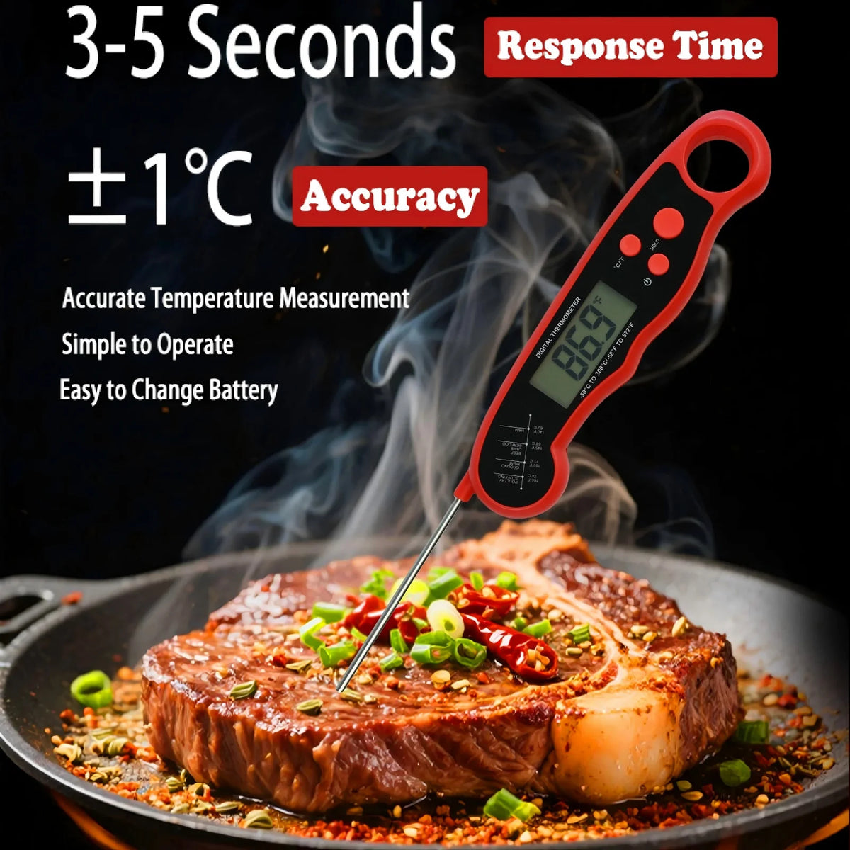 Kitchen Tools Digital Food Thermometer for Cooking and Baking Kit Instant Read Meat Thermometer with Backlight Hold Function