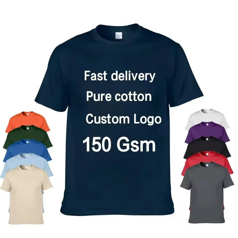 Men's T-shirt - 100% Pure Cotton, Round-Neck, Short-Sleeved, High-Quality, Loose-Fitting, Casual, Solid Color, Custom Printed An