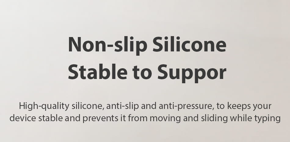 Rocoren magnetic laptop stand and cooling holder featuring a non-slip silicone device stand with a matte finish for stable support during typing.