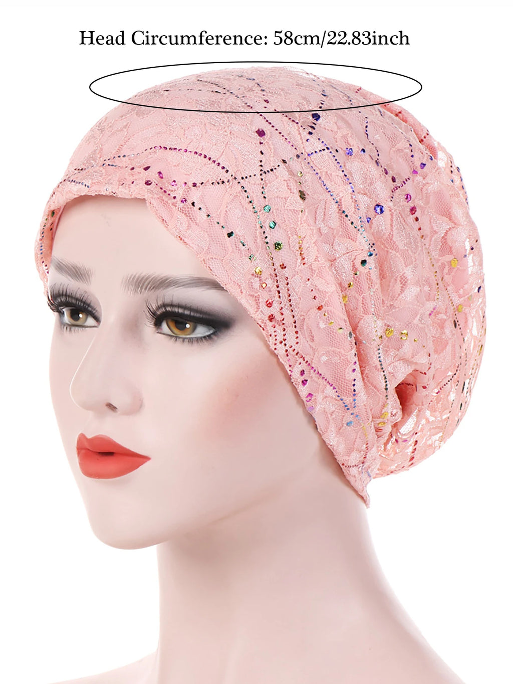 Women's Breathable Lace Turban Hat Spring Summer Thin Hijab Caps Fashionable Elastic Flower Headscarf Soft Comfortable Sleep Cap