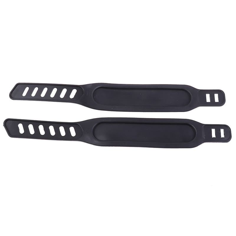 Paires de sangles de pédale de vélo d’exercice en silicone noir, avec une surface texturée et des découpes ovales allongées pour la ventilation