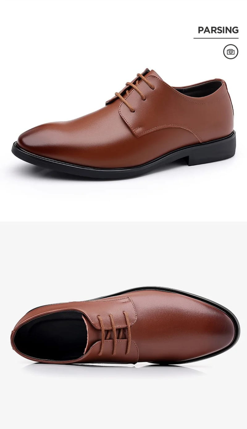 Herren-Oxford-Kleiderschuhe aus weißem Leder mit braunem Leder, schwarzer Gummisohle und Schnürsenkeln