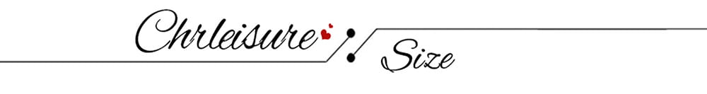 Logo de la marque Chrlleisure avec une écriture cursive élégante et deux petits cœurs rouges au-dessus de la mention « size », dans une police serif simple, sur un legging d’hiver à taille haute doublé de polaire thermique.