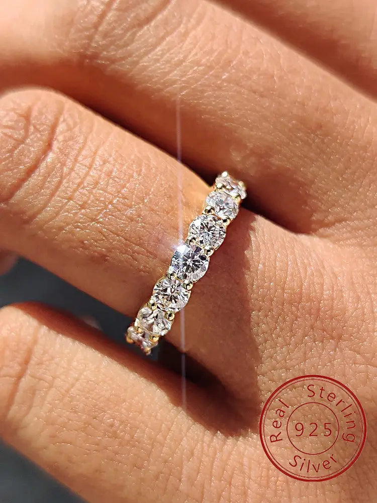 925 Sterling Silver Round Zircon Shiny Gorgeous Rings For Women Engagement Wedding High Quality Fine Jewelry