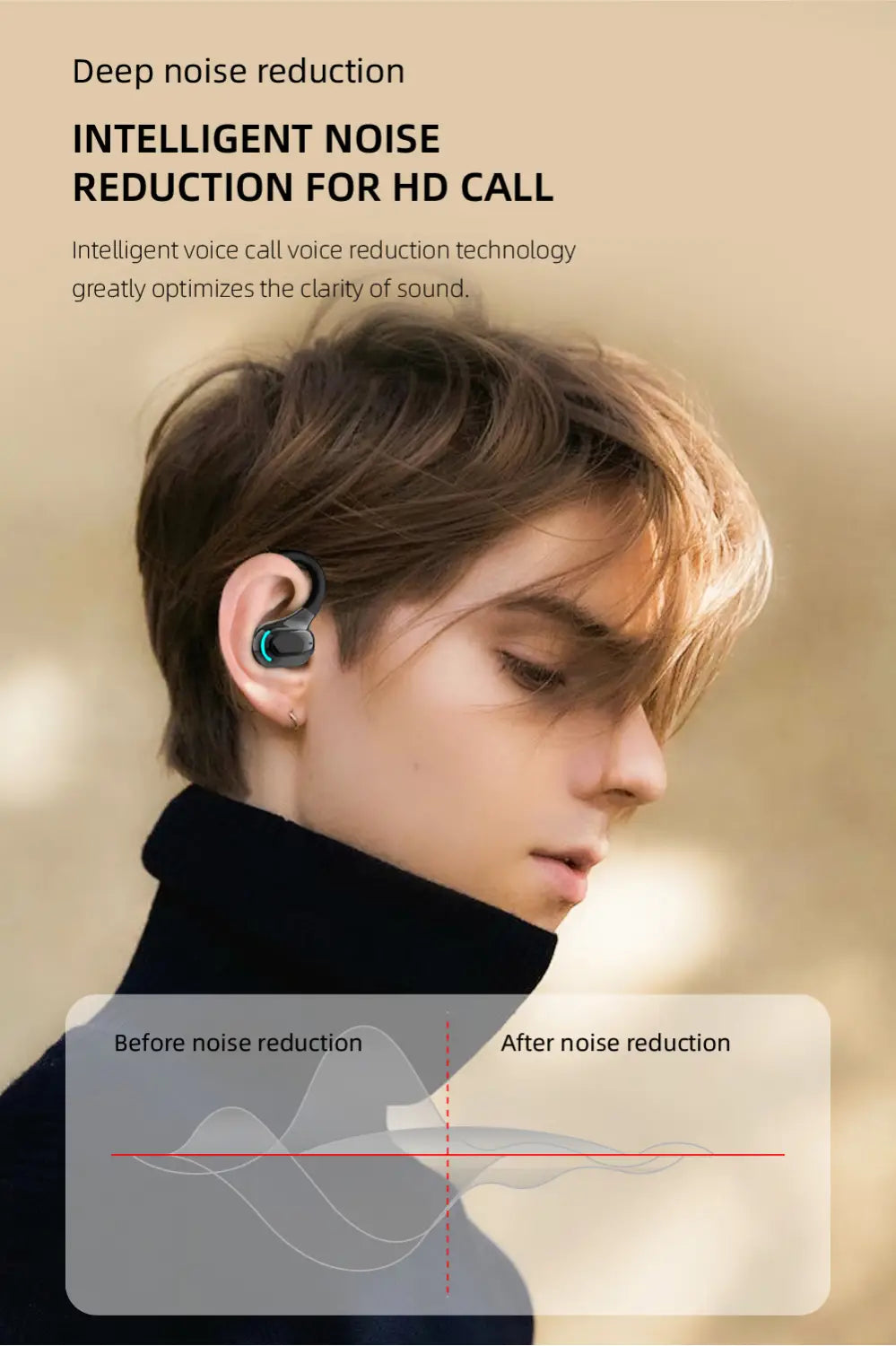 Black and teal wireless ear hook sport earbuds with Bluetooth 5.2 featuring a sleek ergonomic design for in-ear comfort and secure fit.