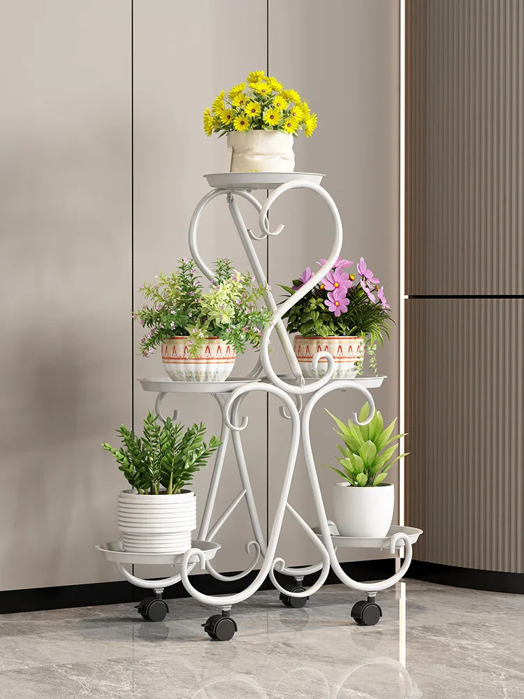 5/6/9 Pots Metal Plant Stand Flower Pot Display Rack Planter Shelves Indoor Storage Shelf For Home Balcony Living Room Garden