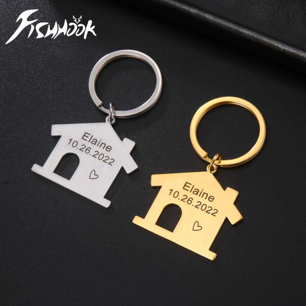 Family Personalized Keychain Name Custom House First Home Key Chain Gift For Man Women Couple Mother Stainless Steel Jewelry