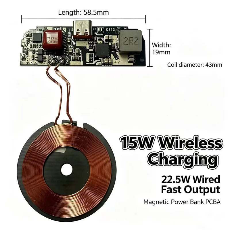 Magnetic Power Bank PCBA Board 15W 9V Wireless Charger Universal Qi Wireless Charger Module Diy For Mobile Phone