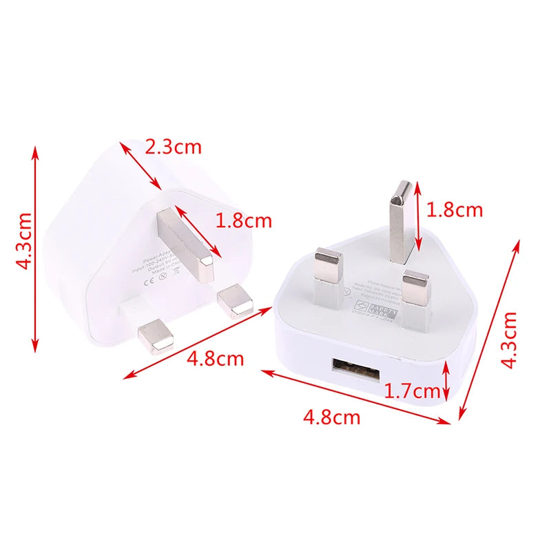 Universal UK Plug 3 Pin Wall Charger Adapter With 1/2 USB Ports Charging For Iphone 11 For Huawei Charging Charger