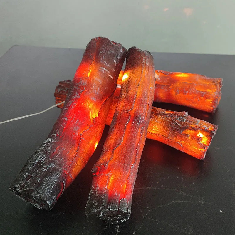 Flameless Fireplace Light  Led Fireplace 3D Charcoal Lamp with Realistic Log Wood Burning Flame for Home Indoors Outdoor