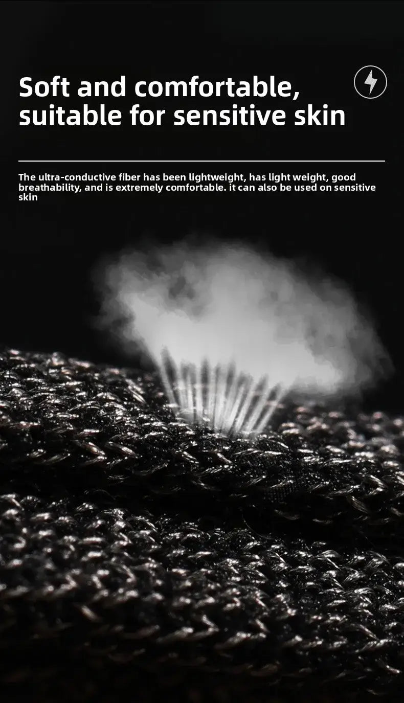 Black textured gaming finger sleeves with a close-up view of ultra-conductive lightweight fiber weave designed for breathable sweatproof performance.