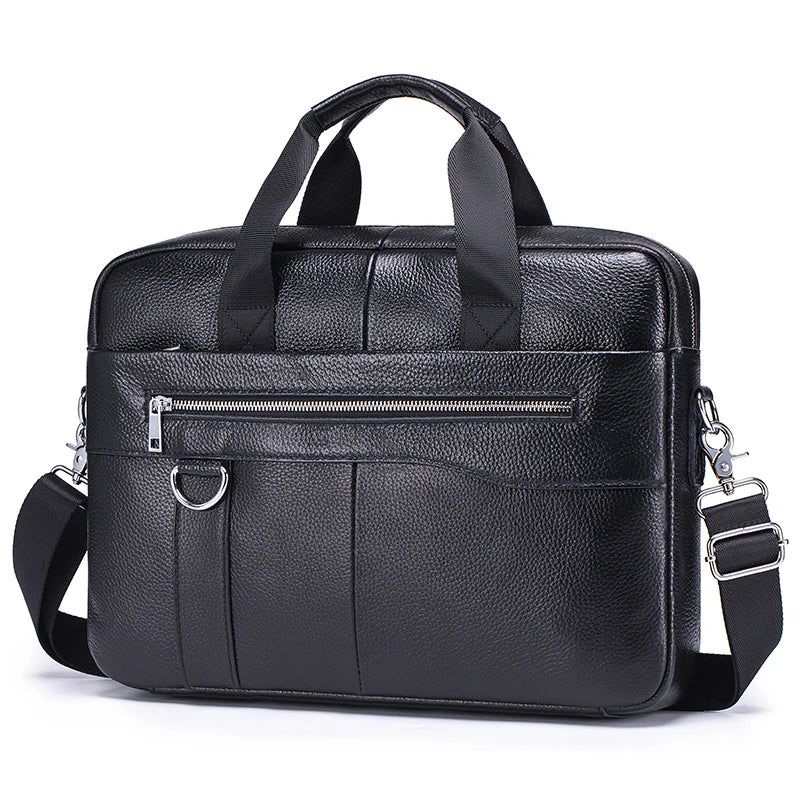Men's Vintage Genuine Leather Briefcase Large Laptop Bag Cowhide Office Work Business Travel Shoulder Bag