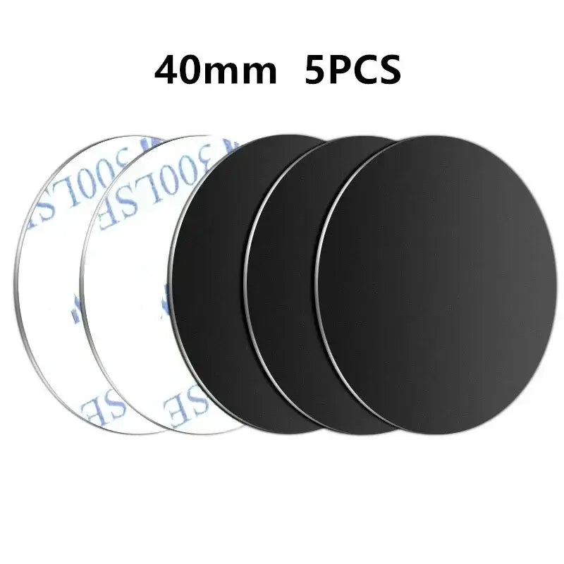 disques de plaque métallique circulaires noirs adhésifs de 40 mm de diamètre pour une utilisation dans un porte-téléphone de voiture à fixation magnétique