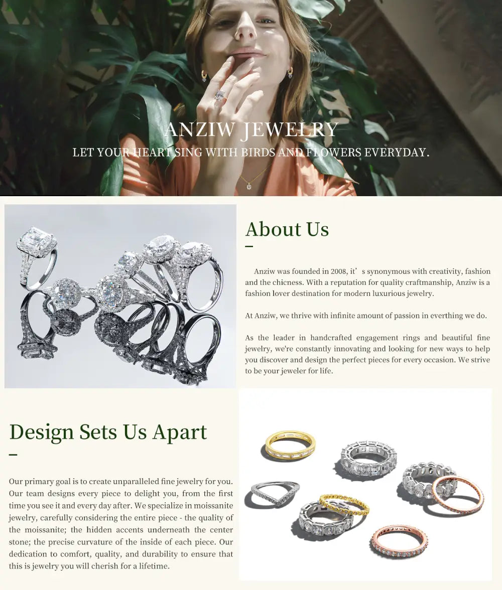 Une collection de bagues d’éternité cœur en argent sterling élégantes, fabriquées à la main, et de bijoux fins d’Anziw, conçus pour les fiançailles et les occasions spéciales.