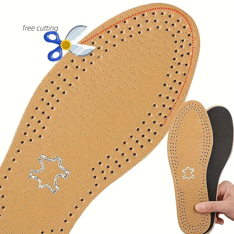 Upgrade Leather Comfortable and Durable Good foot feeling Insoles Soft Shock absorbing for Men and Women,Casual Footwear