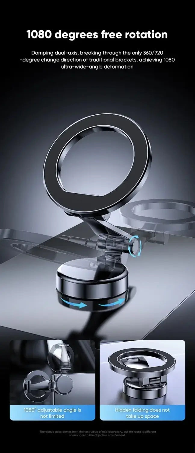 Black ring light with sleek modern design and adjustable stand shown with aluminum alloy magnetic car phone holder stand for versatile phone holder positioning.