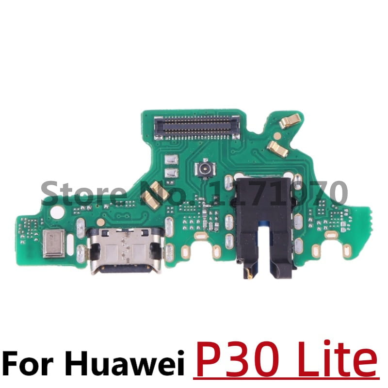 green circuit board with usb-c and black charging port for huawei p30 lite designed as a replacement flex cable for p10 p20 p30 models