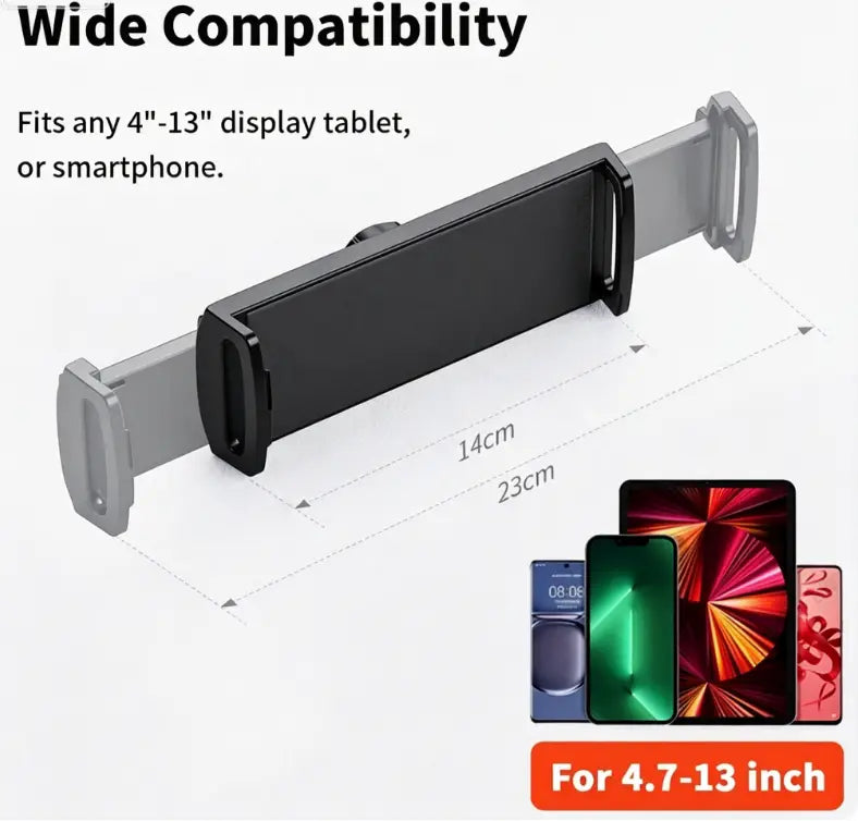 Black and gray adjustable desktop holder for inch smartphones with sleek minimalist design provides stable support for devices on a desk.