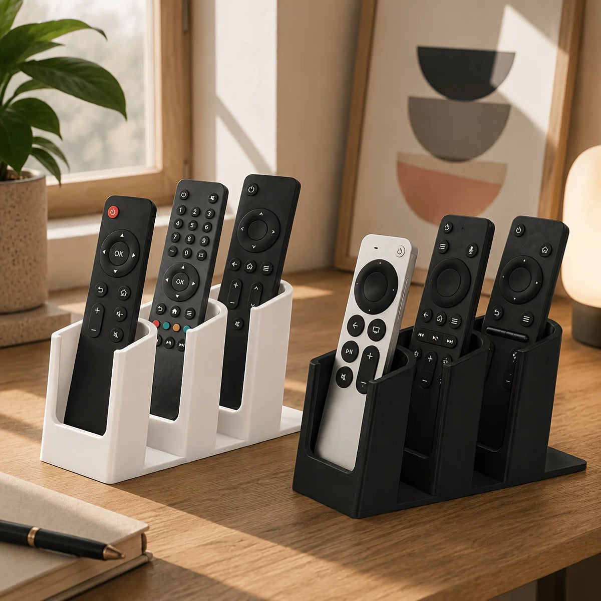3-Slot Remote Control Organizer, Creative Home Desktop Storage Rack, for Convenient TV, AC, And Set-Top Box Remote Organization