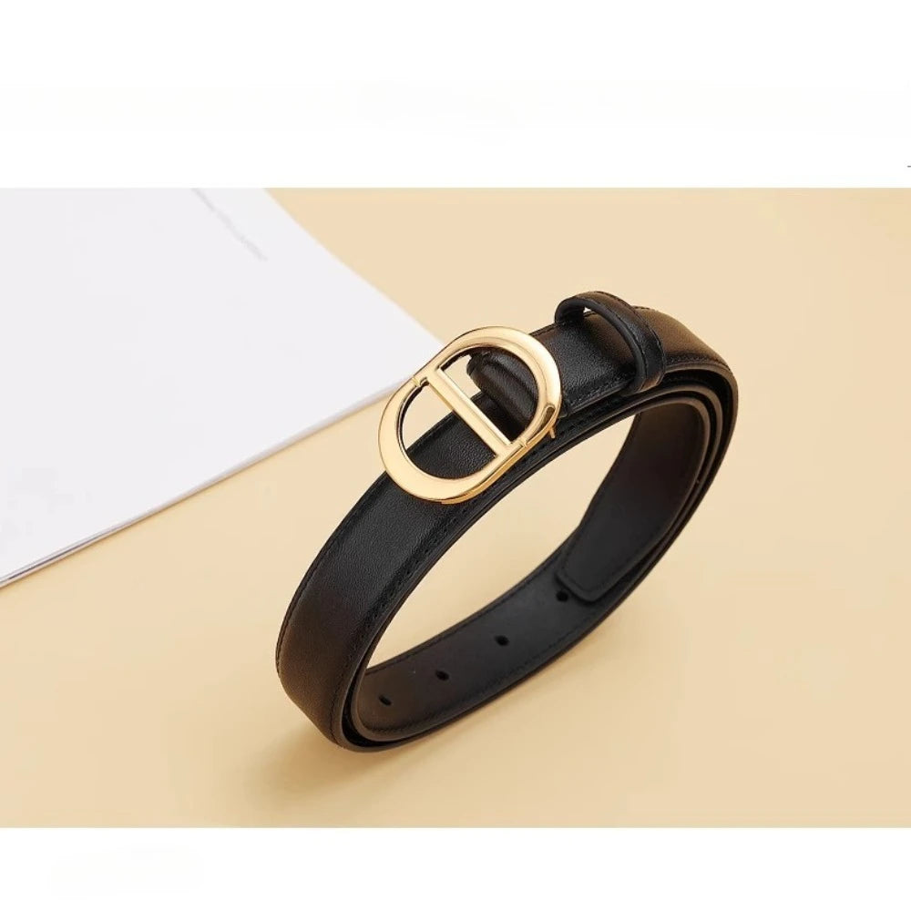 New Style2025 Women's Leather Belts Fashionable Simple Versatile Ladies' Decorative Belts Suitable for Jeans in Black and Trendy