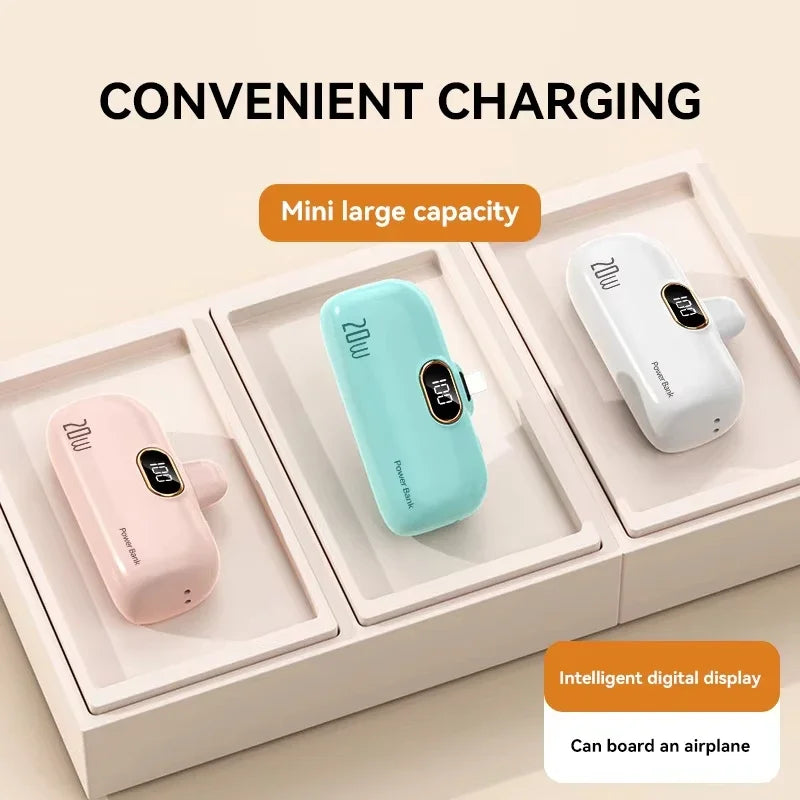 VIVO 30000mAh Mini Portable Power Bank Capsule Mobile Power Supply Emergency External Battery Fast Charger For Type-c iPhone