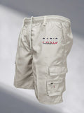 Men's Paris Printed Cargo Shorts Fashion Casual Multi-pockets Work Shorts Outdoor Loose Elastic Waist Running Shorts Sweatpants