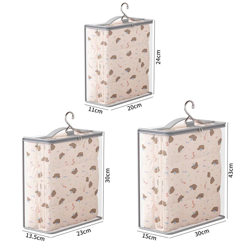 1pc Bedroom Bedding Storage Bag Bed Sheet Quilt Cover Storage Bags Hanging Wardrobe Organizer Clothes Storage Bags PVC