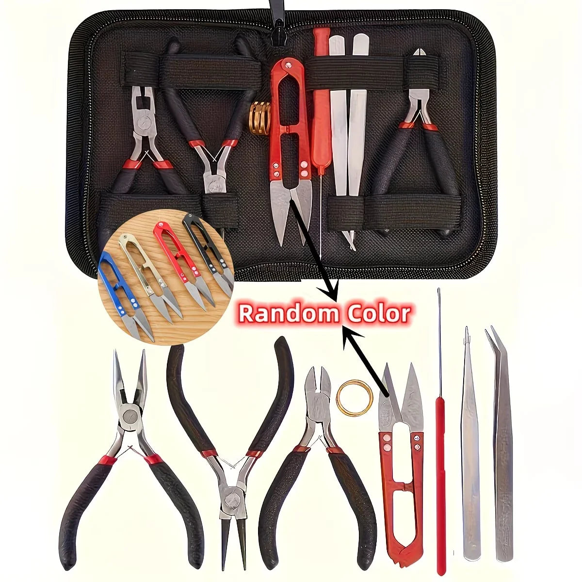 1set DIY Jewelry Making Tool Set 8pcs Handmade Pliers, Scissor, Tweezers, Jump Ring Opener, Suitable For Jewelry Handmade