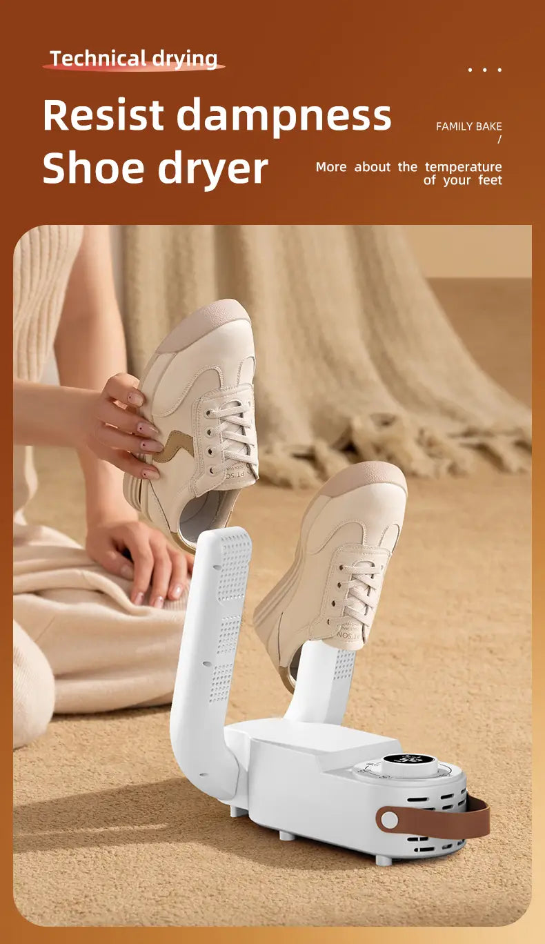 Weißer und brauner Schuhwärmer mit elegantem modernem Design, fungiert als intelligenter haushaltsüblicher Schuhwärmer und geruchsentfernender Wärmer.