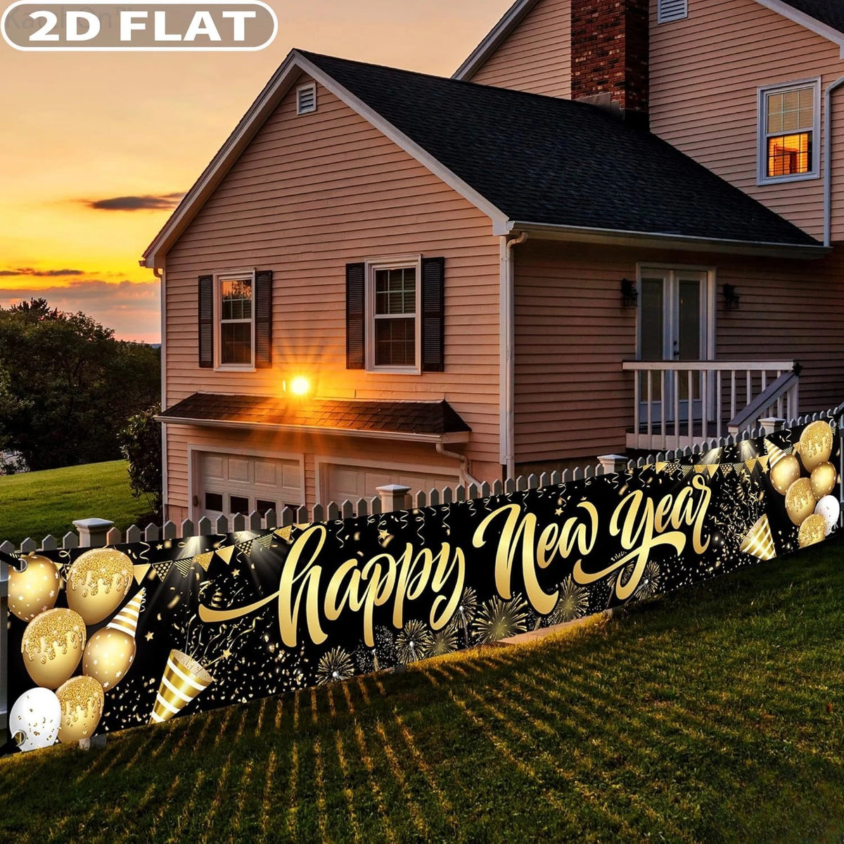 2D FLAT 1pc Happy New Year Studio Props Polyester Banner 2026 - New Year Yard Sign For NYE Decorations 2026 | New Years Decor