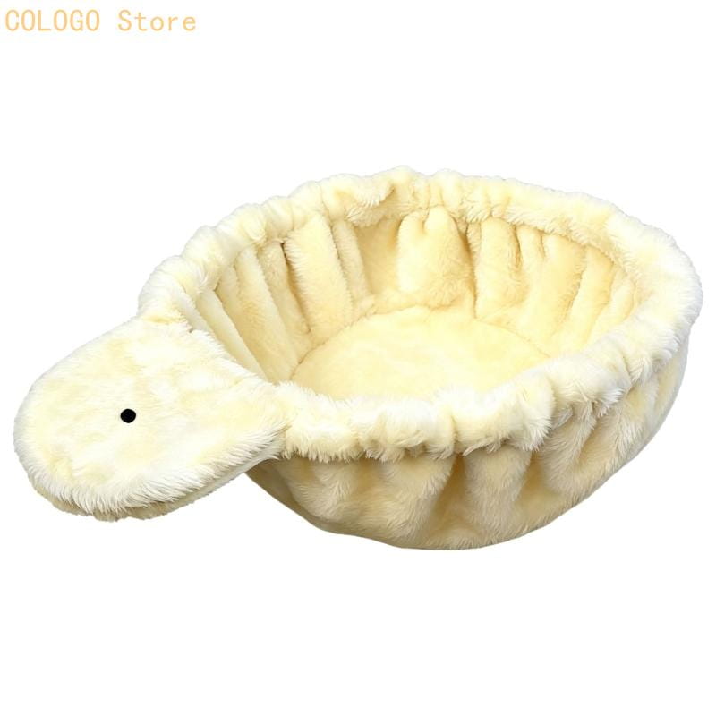 cama para mascotas de felpa con forma de pato, color crema, elaborada con pelo suave y esponjoso, con detalle de ojos negros, diseñada como una hamaca de felpa para reemplazo de árbol para gatos que proporciona una zona de descanso cómoda para mascotas.