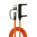 Orange braided 240W USB‑C fast charging cable with black magnetic clip and dual connectors in front view