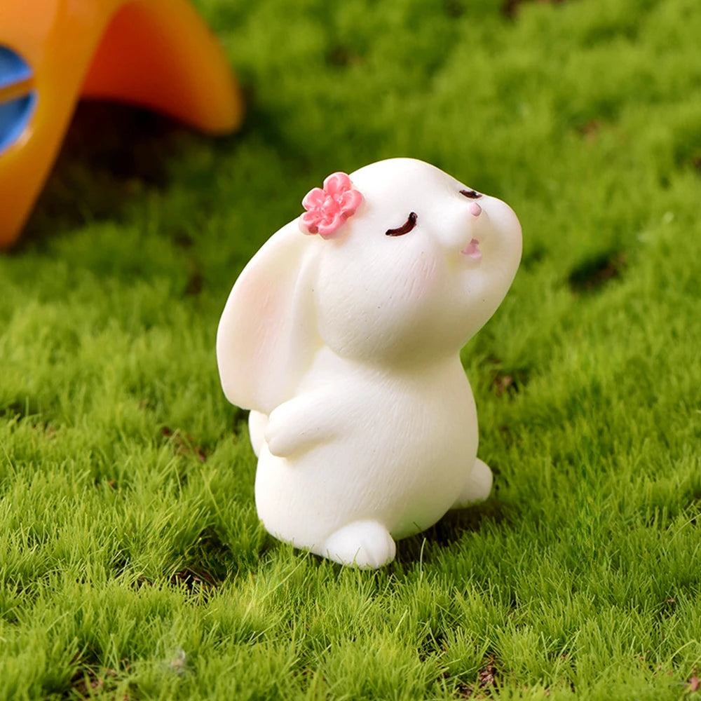 Easter Cute Resin Bunny Rabbit Figurine Micro Landscape DIY Home Room Decoration Garden Decor Miniature Ornament Accessorie