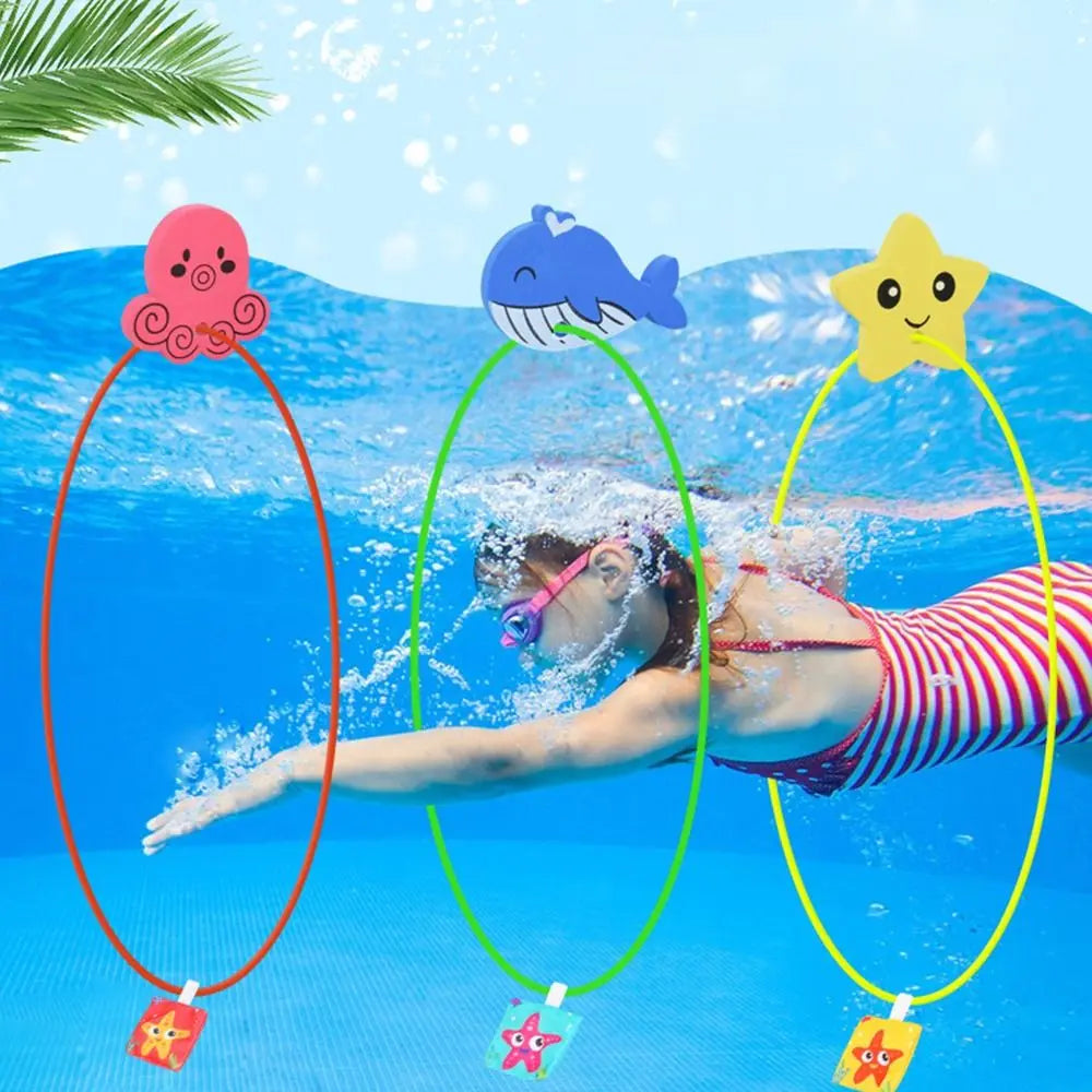 1/3Pcs Summer Beach Pool Accessories Sinking Pool Toy Safety Training Swimming Aid Ring Dive Ring Set Swimming Pool Ring