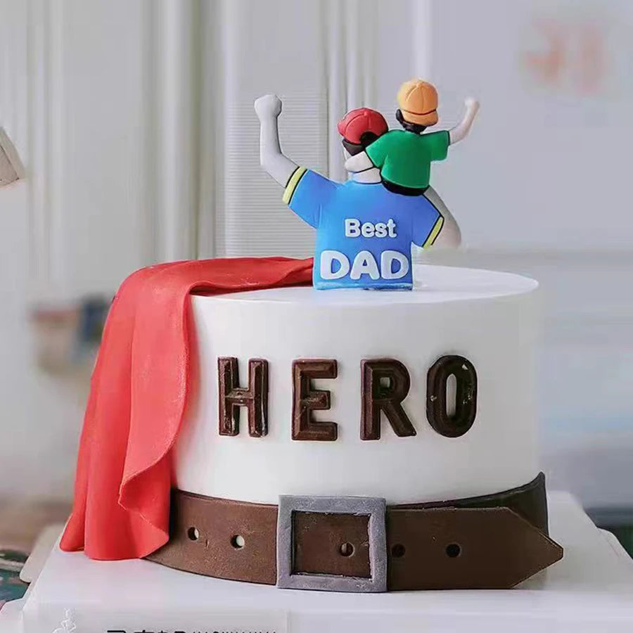 Father's Day Cake Decoration Plugin Good Dad Hug Boy Ornament You Are My Superhero Dad Birthday Baking Decoration