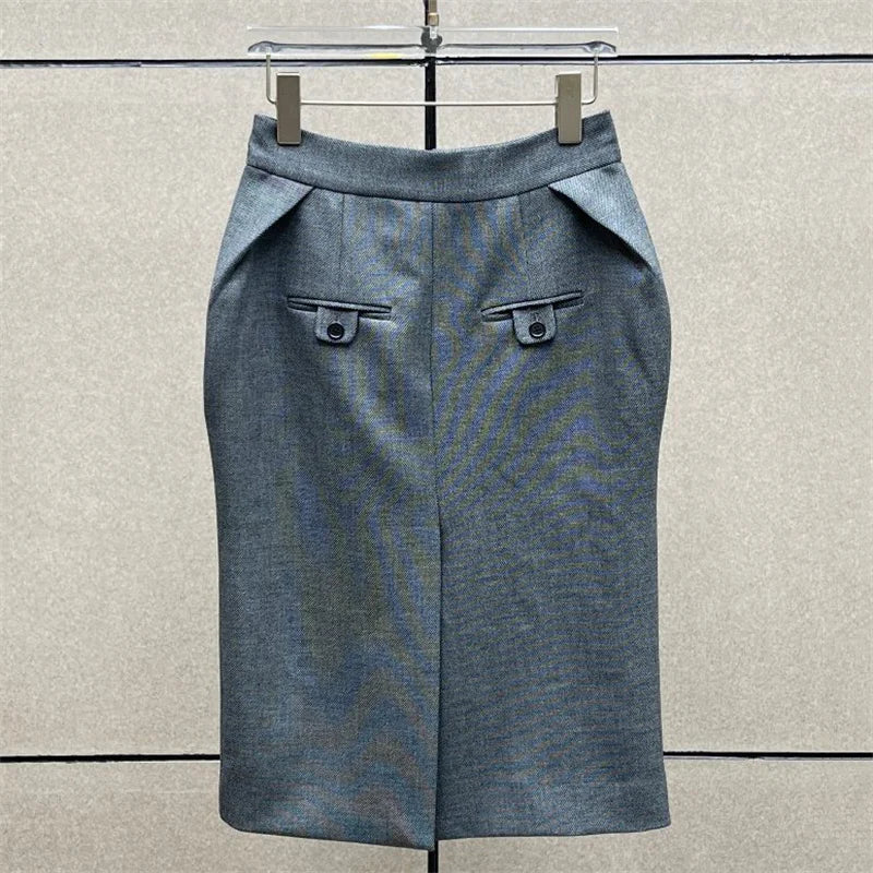 women's skirt New high waisted slim fit long skirt for autumn 2026 women's half skirt straight tube skirt y2k knee length skirt