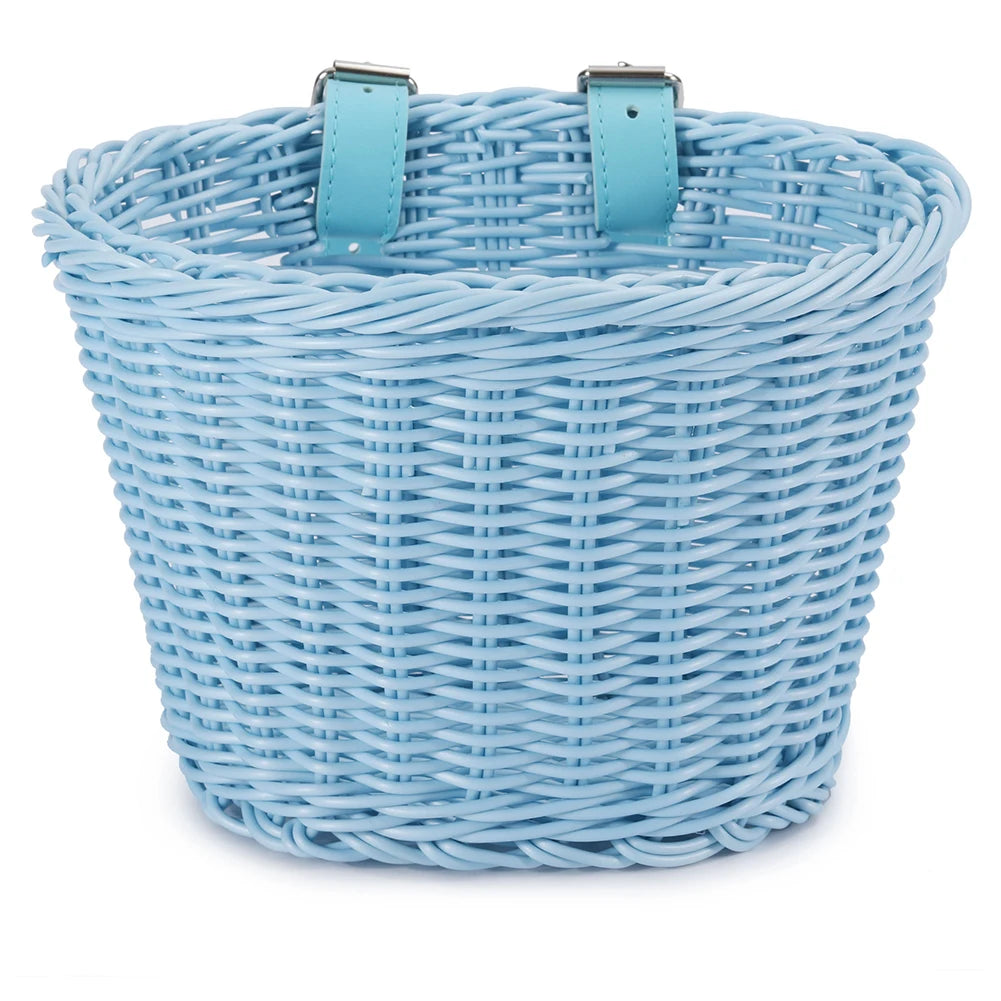 Kids Bicycle Basket+Bell+Tassel+Stickers Set Kids Front Handlebar Rattan Handwoven Bike Basket Cycling Accessories