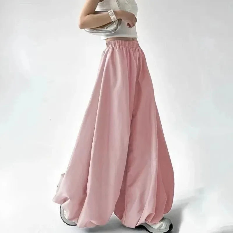 Women's Wide-Leg Pants High Waist Flowy Balloon Trousers