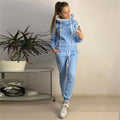 Women Hooded Sweatshirts+long Pants Casual Sport Suits Plus Size Women Tracksuits Warm Long Sleeve Hoodies Two Piece Sets