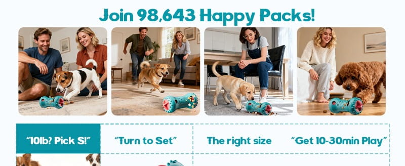 おもちゃとしての種別の「おやつパズル」を用いて、愛玩動物の遊びへの関与および精神的刺激を高めることを目的とした、触感のある表面を備えた青とピンクのインタラクティブ犬用おやつディスペンサー型パズル。