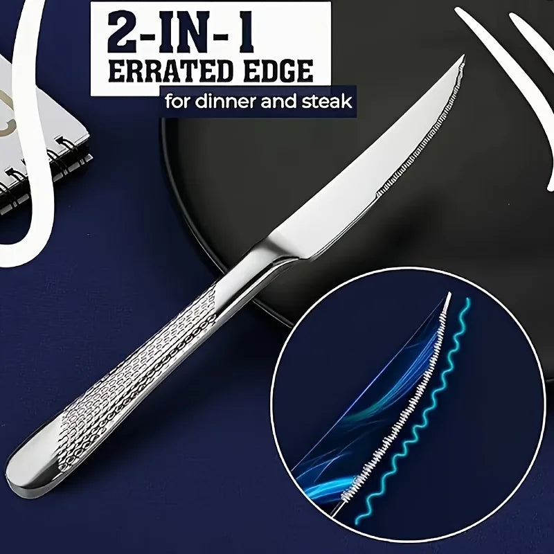 40-Piece Stainless Steel Tableware Set, Advanced Stainless Steel Kitchenware Set, Including Knives, Forks, Spoons and Tableware.